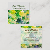 Grüne Wasserfarbe Fusion Quadratische Visitenkarte (Vorne/Hinten)