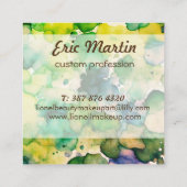 Grüne Wasserfarbe Fusion Quadratische Visitenkarte (Rückseite)