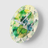 Grüne Wasserfarbe Fusion Runde Wanduhr (Winkel)