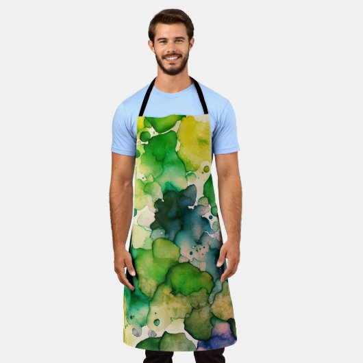 Grüne Wasserfarbe Fusion Schürze (Getragen)