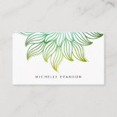 Grüne Wasserfarbe Gradient Floral Mandala Visitenkarte (Vorderseite)
