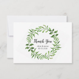 Grüne Wasserfarbe Grüner Kranz Botanische Hochzeit Dankeskarte