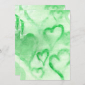 Grüne Wasserfarbe Herz Blanke Einladung (Vorne/Hinten)
