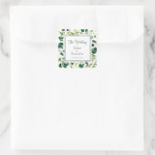 Grüne Wasserfarbe | Hochzeitlicher Umschlag Aufkle Quadratischer Aufkleber (Tasche)