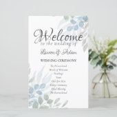 Grüne Wasserfarbe Hochzeitsfeier Programm (Stehend Vorderseite)