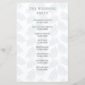 Grüne Wasserfarbe Hochzeitsfeier Programm (Rückseite)