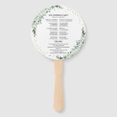 Grüne Wasserfarbe Hochzeitsprogramm Hand Fan Fächer (Rückseite)