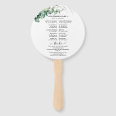 Grüne Wasserfarbe Hochzeitsprogramm Hand Fan Fächer (Rückseite)