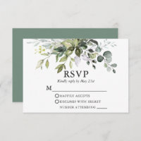Grüne Wasserfarbe Hochzeitssage Grüne RSVP-Karte