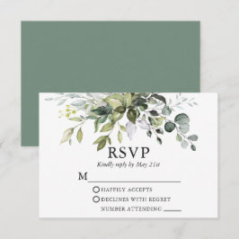 Grüne Wasserfarbe Hochzeitssage Grüne RSVP-Karte RSVP Karte