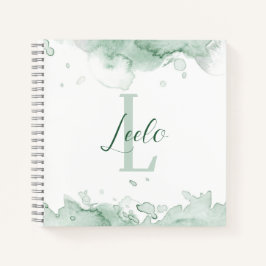 Grüne Wasserfarbe Hübsche Personalisierte Skizze Notizblock