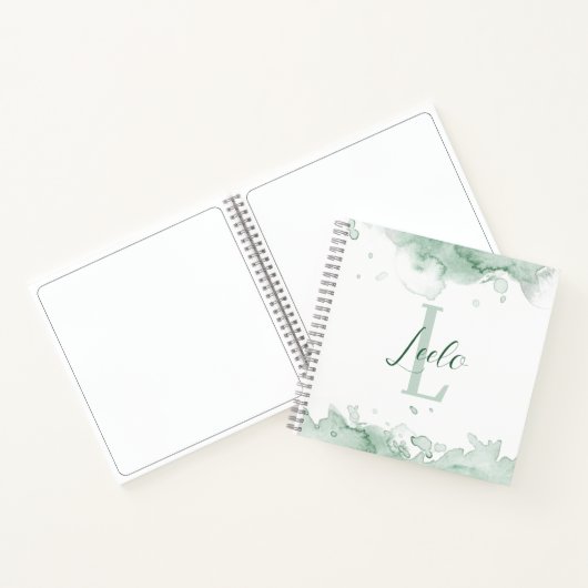 Grüne Wasserfarbe Hübsche Personalisierte Skizze Notizblock (Innenseite)