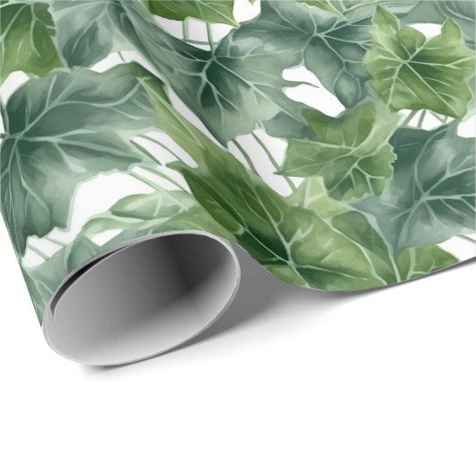 Grüne Wasserfarbe IV Blätter Geschenkpapier (Rolleneckpunkt)