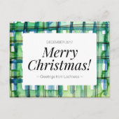 Grüne Wasserfarbe Kariert Frohe Weihnachten (Vorderseite)