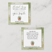 Grüne Wasserfarbe Kräuterseife / Bad und Körperhan Quadratische Visitenkarte (Vorne/Hinten)