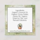 Grüne Wasserfarbe Kräuterseife / Bad und Körperhan Quadratische Visitenkarte (Rückseite)