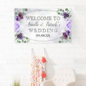 Grüne Wasserfarbe Lila Blütenwelt Hochzeitsfeier Banner (Insitu)