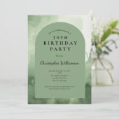 Grüne Wasserfarbe Männermoderne Arche 50. Geburtst Einladung (Stehend Vorderseite)