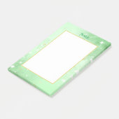 Grüne Wasserfarbe mit Gildenstars Post-it Klebezettel (angewinkelt)