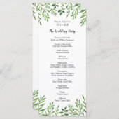 Grüne Wasserfarbe Moderne botanische Hochzeitskart Programm (Vorne/Hinten)