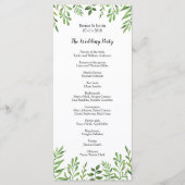 Grüne Wasserfarbe Moderne botanische Hochzeitskart Programm (Vorderseite)