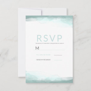 Grüne Wasserfarbe Moderne Hochzeit RSVP Meeresgisc Karte