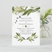 Grüne Wasserfarbe Probe Hochzeit Abendessen Einladung (Stehend Vorderseite)