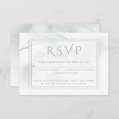 Grüne Wasserfarbe Schwarz Wash Grau Willow RSVP Karte (Vorne/Hinten)