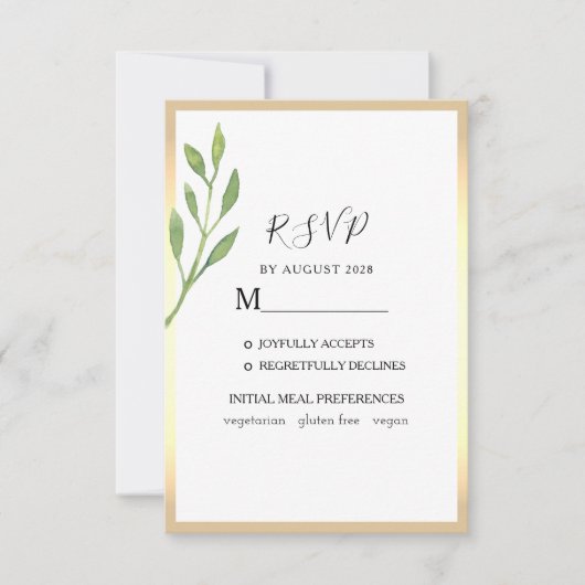 Grüne Wasserfarbe Smaragdgrüne Hochzeit RSVP Karte (Vorderseite)