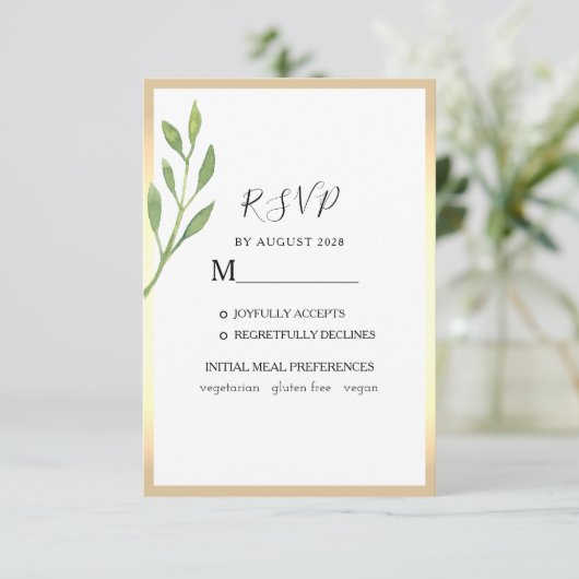 Grüne Wasserfarbe Smaragdgrüne Hochzeit RSVP Karte (Stehend Vorderseite)