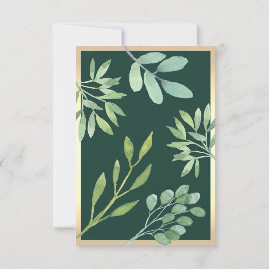 Grüne Wasserfarbe Smaragdgrüne Hochzeit RSVP Karte (Rückseite)