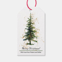 Grüne Wasserfarbe Spruce Frohe Weihnachten Weiß