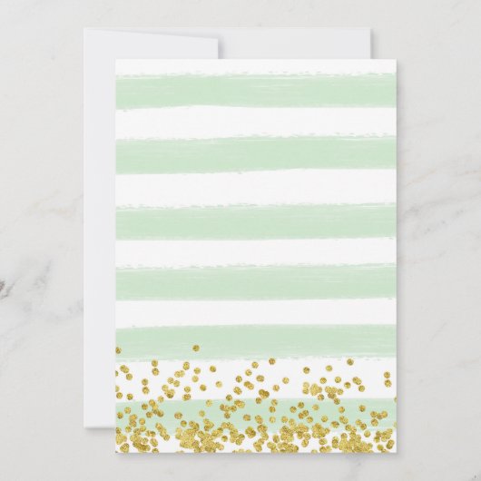 Grüne Wasserfarbe Streifen Kinderdusche Einladung (Rückseite)