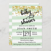 Grüne Wasserfarbe Streifen Kinderdusche Einladung (Vorne/Hinten)