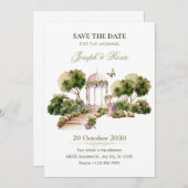 Grüne Wasserfarbe Traumhafte Gartenhochzeit Einladung (Vorne/Hinten)