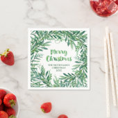 Grüne Wasserfarbe Tropische Blätter Weihnachten Na Serviette (Beispiel)