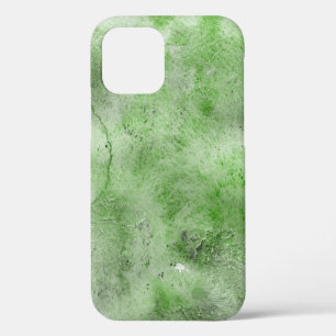 Grüne Wasserfarbe und Tintetexturen auf weißem Pap iPhone 12 Hülle