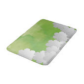 Grüne Wasserfarbe und weiße Blume Badematte (Schrägansicht)