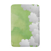 Grüne Wasserfarbe und weiße Blume Badematte (Vorderseite Vertikal)