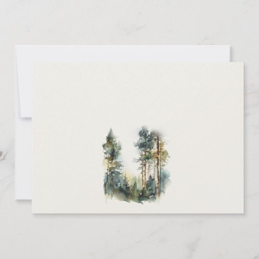 Grüne Wasserfarbe Wald Paare Dusche Einladung (Rückseite)