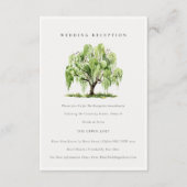 Grüne Wasserfarbe Willow Tree Hochzeitsempfang Begleitkarte (Vorderseite)