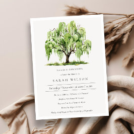 Grüne Wasserfarbe Willow Tree Kinderdusche laden e Dankeskarte