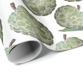 Grüne Wasserfarbe Zucker Äpfel Hand gezogen Geschenkpapier (Rolleneckpunkt)