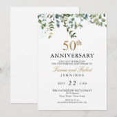 Grüne Wasserfarben 50. Hochzeitstag Einladung (Vorne/Hinten)