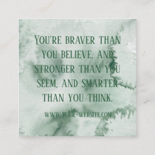 Grüne Wasserfarben-Affirmationskarten Quadratische Visitenkarte