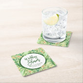 Grüne Wasserfarben Blätter Tropischer Polterabend Rechteckiger Pappuntersetzer (Vor Ort)