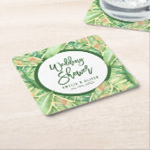 Grüne Wasserfarben Blätter Tropischer Polterabend Rechteckiger Pappuntersetzer (angewinkelt)