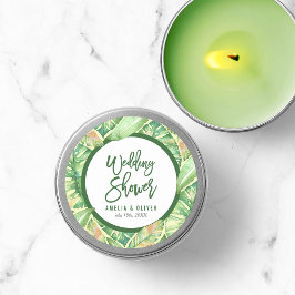 Grüne Wasserfarben Blätter Tropischer Polterabend Runder Aufkleber