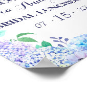 Grüne Wasserfarben Blue Hydrangea Bridal Luncheon Poster (Ecke)