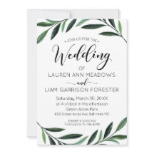Grüne Wasserfarben Einladung zur Hochzeit